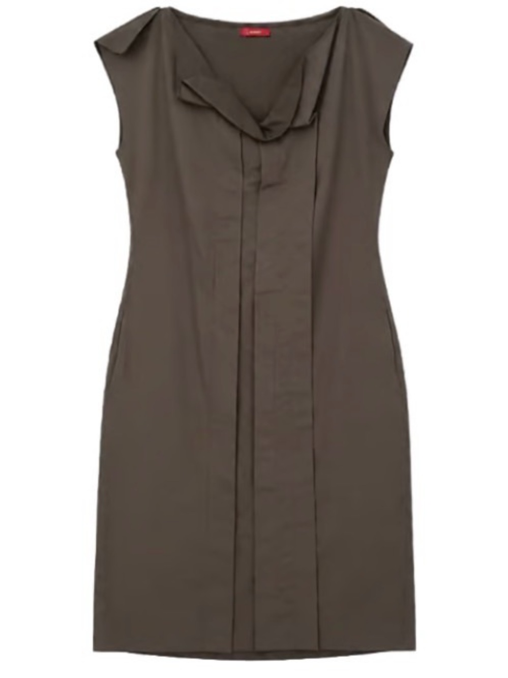 Brioni Real Real tagged Sleeveless green Sheath Dress with Draped Neck